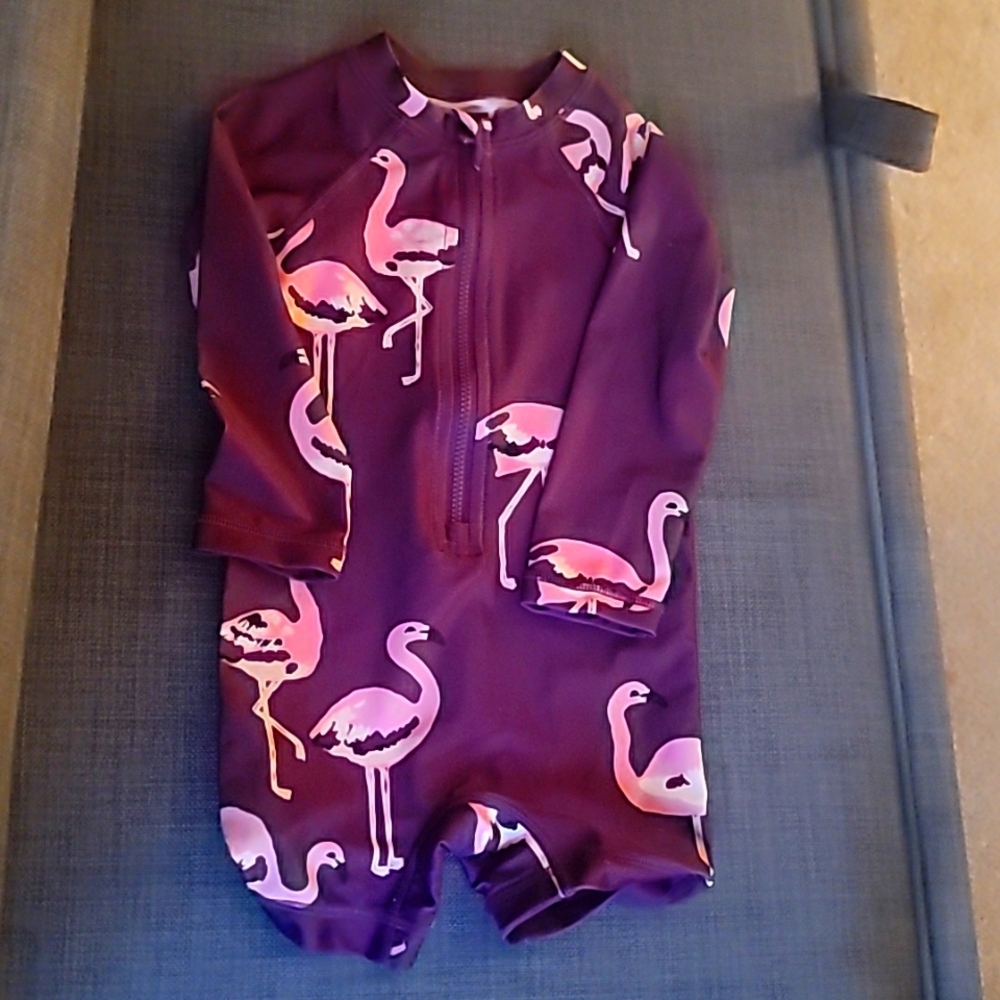 Tea Purple Flamingo Rashguard Bodysuit